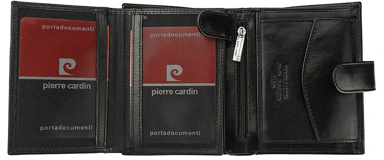 Duży, sk&oacute;rzany portfel męski zapinany na zatrzask &mdash; Pierre Cardin