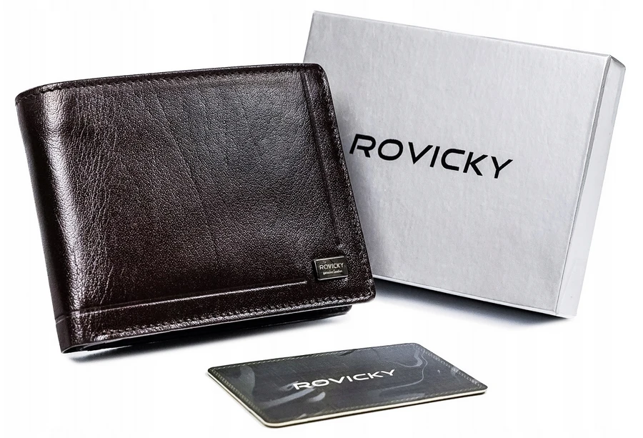 Skórzany męski portfel Rovicky PC-103-BAR RFID