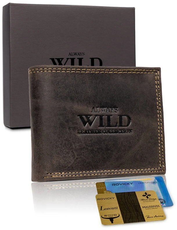 Always Wild „Wild N0035-CHM“ RFID odinė vyriška piniginė