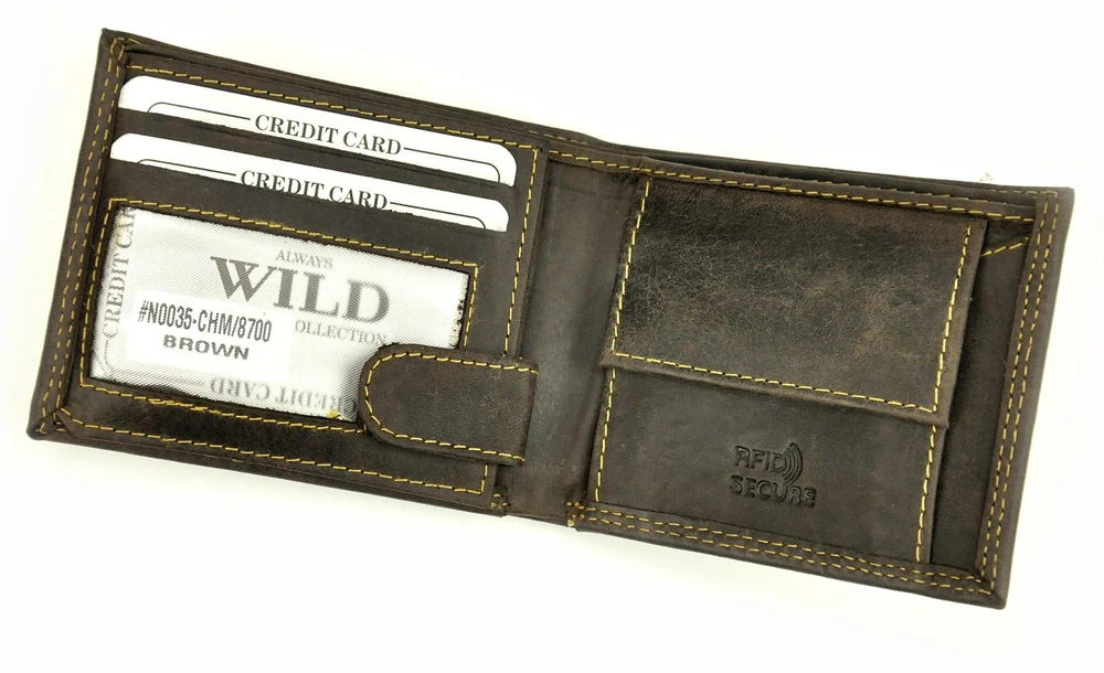 Always Wild „Wild N0035-CHM“ RFID odinė vyriška piniginė