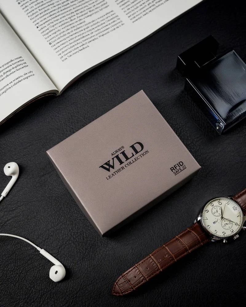 Always Wild „Wild N0035-CHM“ RFID odinė vyriška piniginė