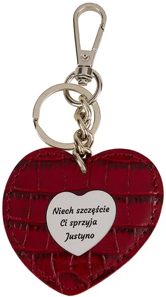 Odinis raktų pakabukas širdies forma, personalizuotas graviravimu.
