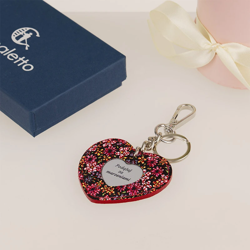 Skórzany Pakabutis serce do kluczy grawer personalizowany ze skóry E24s82