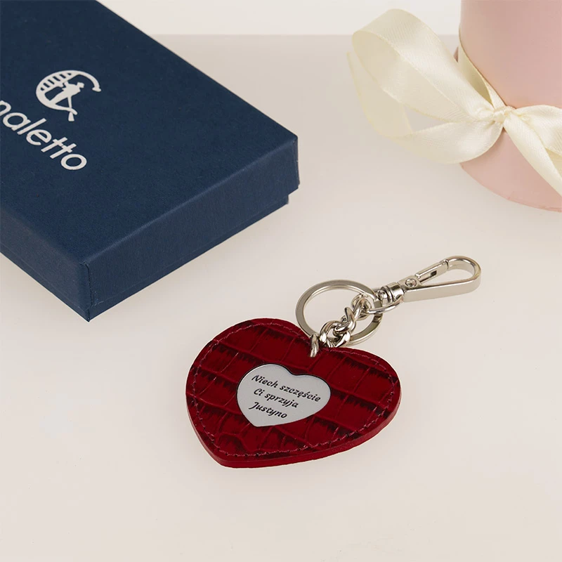 Skórzany Pakabutis serce do kluczy grawer personalizowany ze skóry E24s162