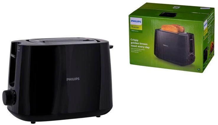 Philips Daily Collection HD2581/90 skrudintuvas 2 griežinėliai Juoda 830 W