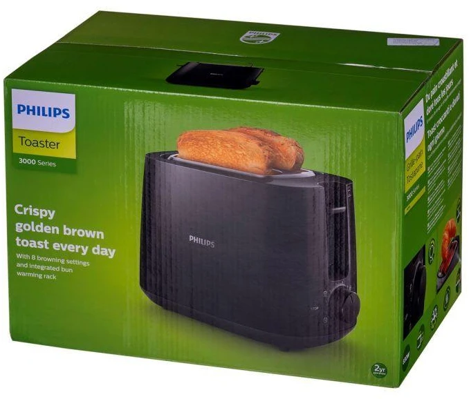 Philips Daily Collection HD2581/90 skrudintuvas 2 griežinėliai Juoda 830 W