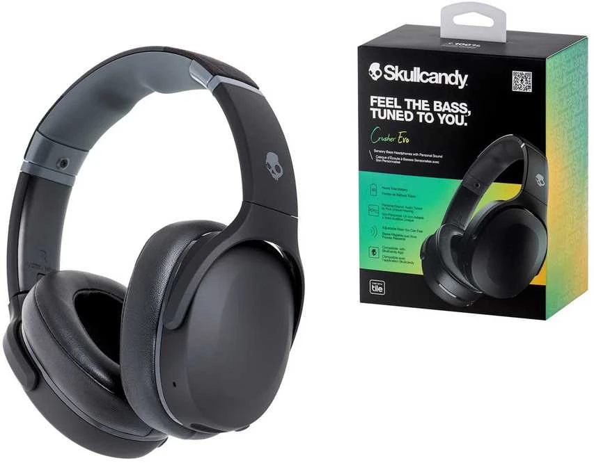Skullcandy Crusher Evo „Sensory Bass“ ausinės su asmeniniu garsu, Juodos spalvos
