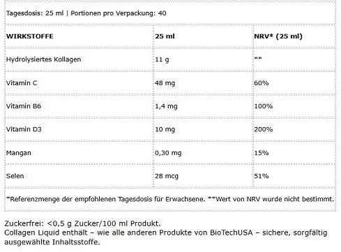 Skystasis kolagenas BioTechUSA Collagen Liquid 1000 ml, tropinių vaisių skonio