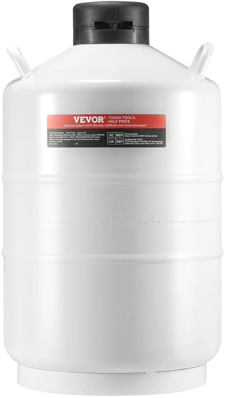 Vevor Skysto azoto talpa 20 l aliuminio lydinio LN2 indas 6 talpyklos