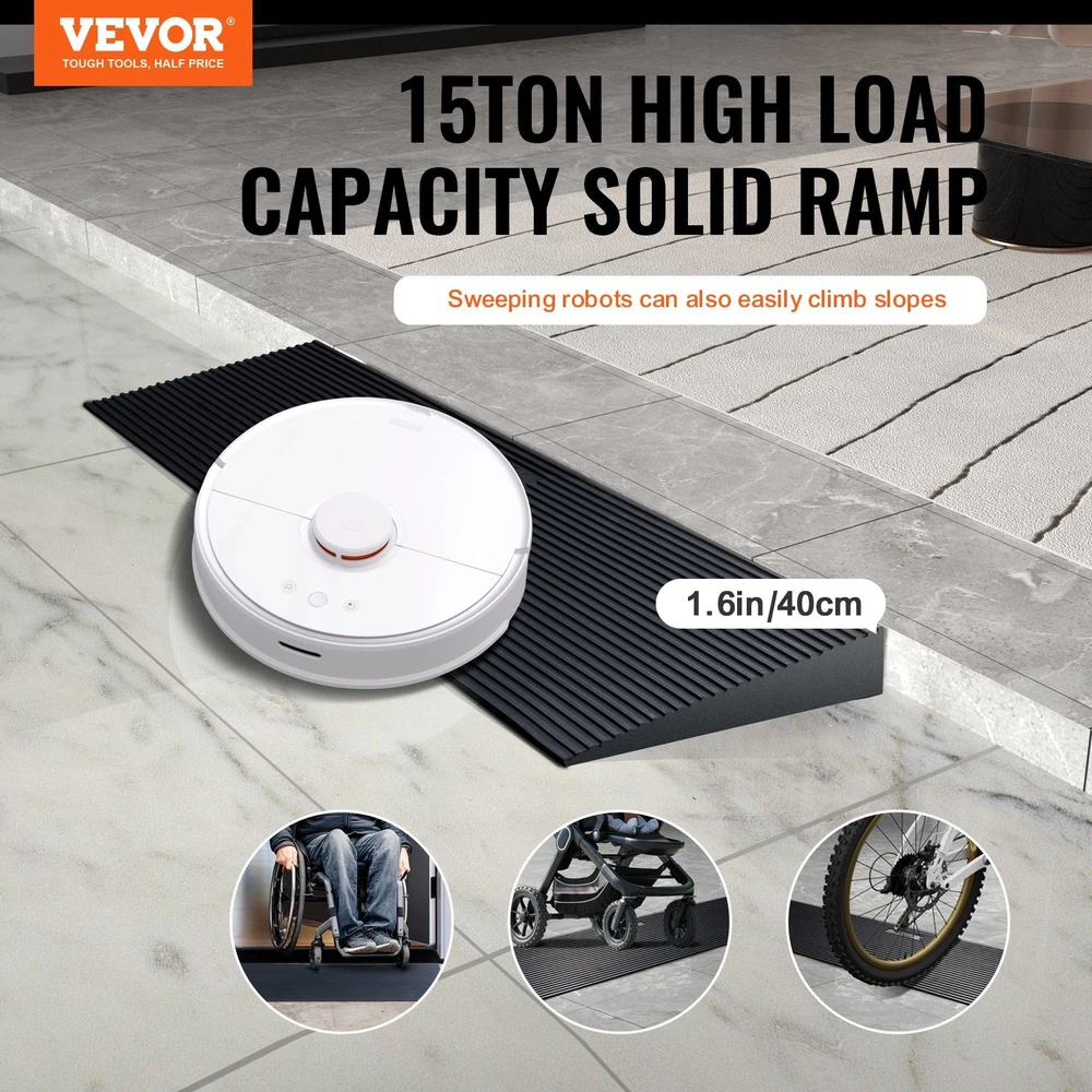 Vevor 1.6 cm slenkstinė guminė rampa robotams
