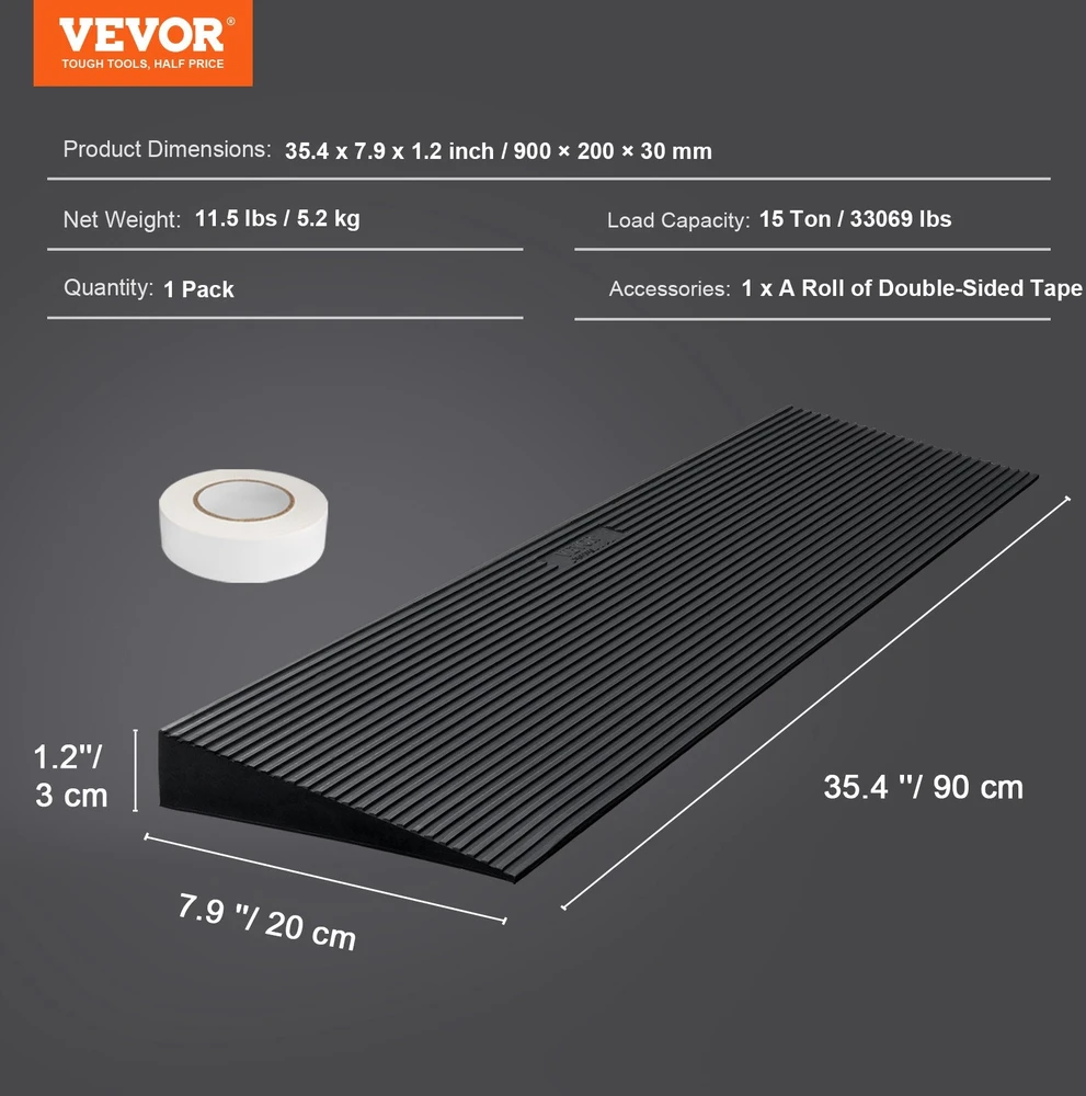 Vevor 1.2 cm reguliuojama rampa robotams ir vežimėliams