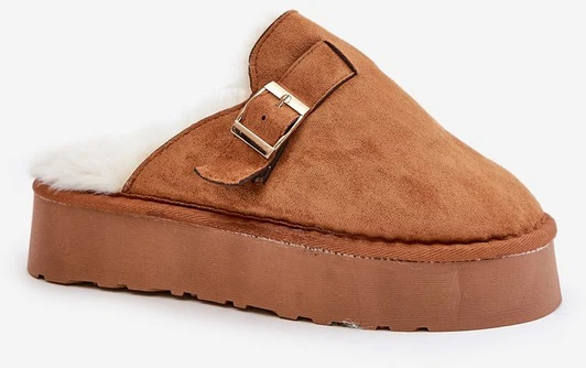 šlepetės ant storo pado su kailiu ir sagtimi Camel Linneola