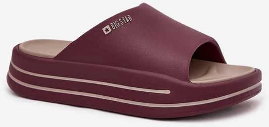 Šlepetės bordo spalvos su platforma laisvalaikiui Big Star