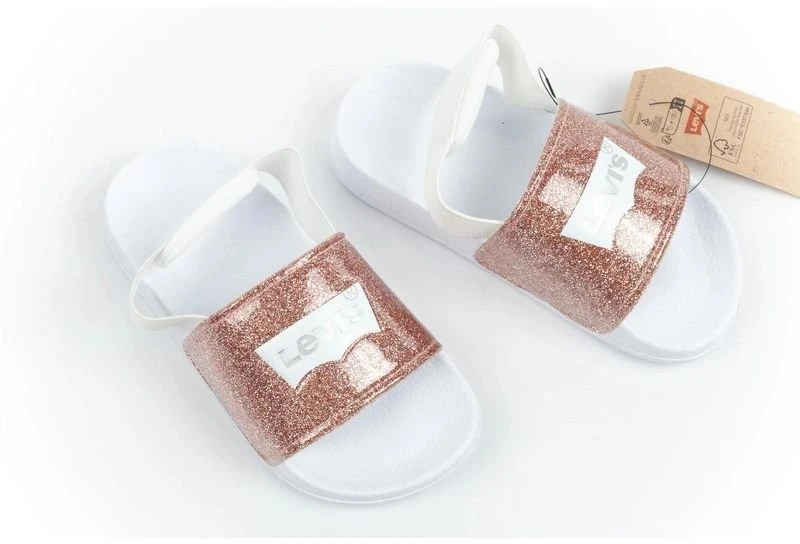 Šlepetės mergaitėms su blizgučiais Levi's Pool S Mini, rožinės