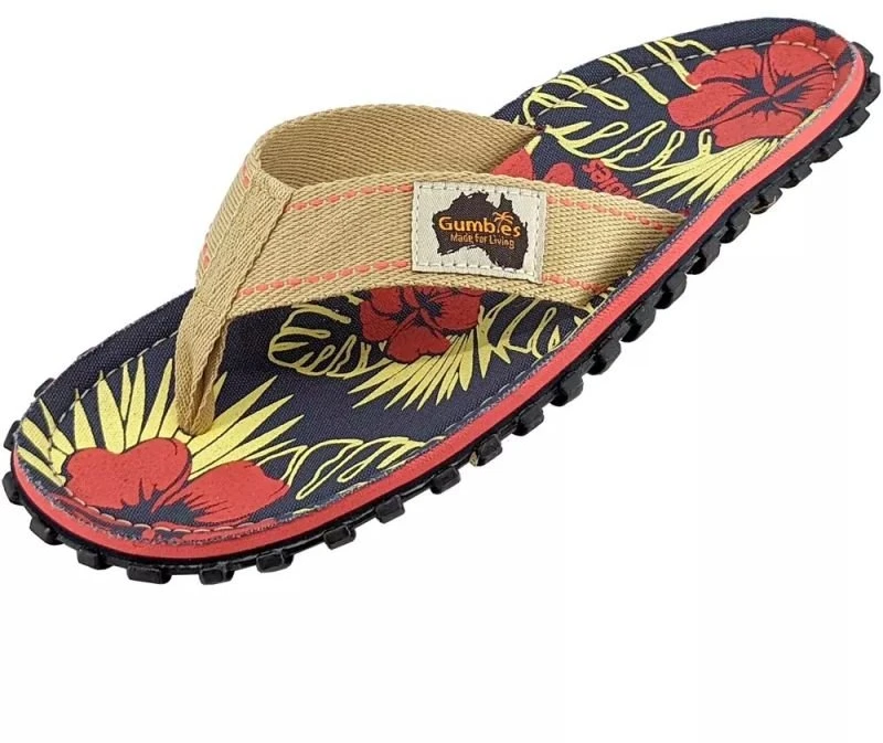 Šlepetės per pirštą Gumbies Islander Denim Hibiscus