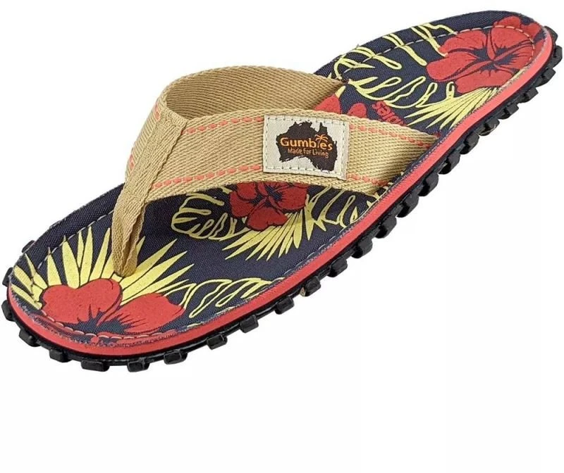 Šlepetės per pirštą Gumbies Islander Denim Hibiscus