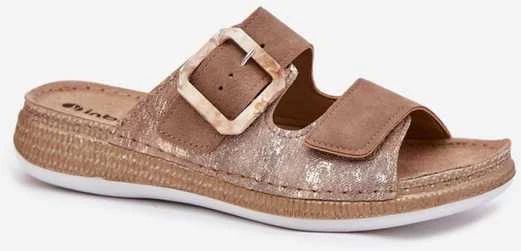 Šlepetės rudos zomšos su sagtimi kasdienai Comfort Step