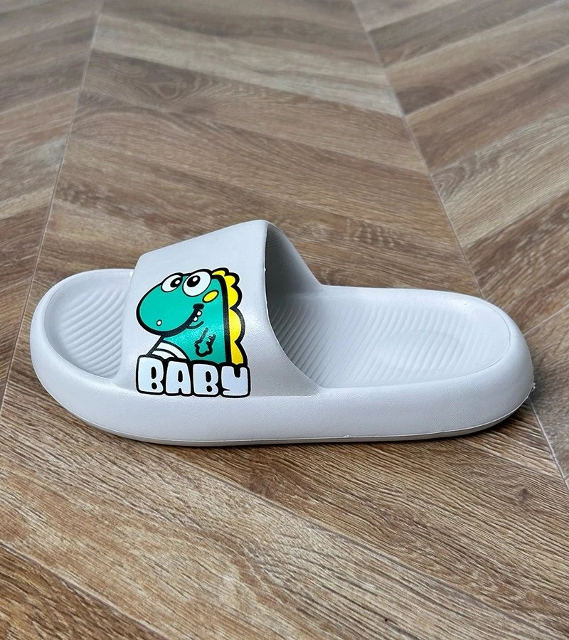 Šlepetės vaikiškos pilkos su dinozauro piešiniu Baby