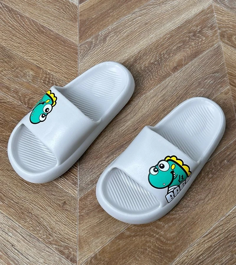Šlepetės vaikiškos pilkos su dinozauro piešiniu Baby