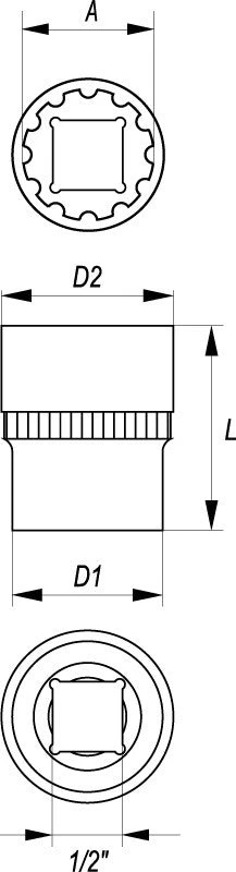 YATO SPLINE galvutė 1/2″ 9mm