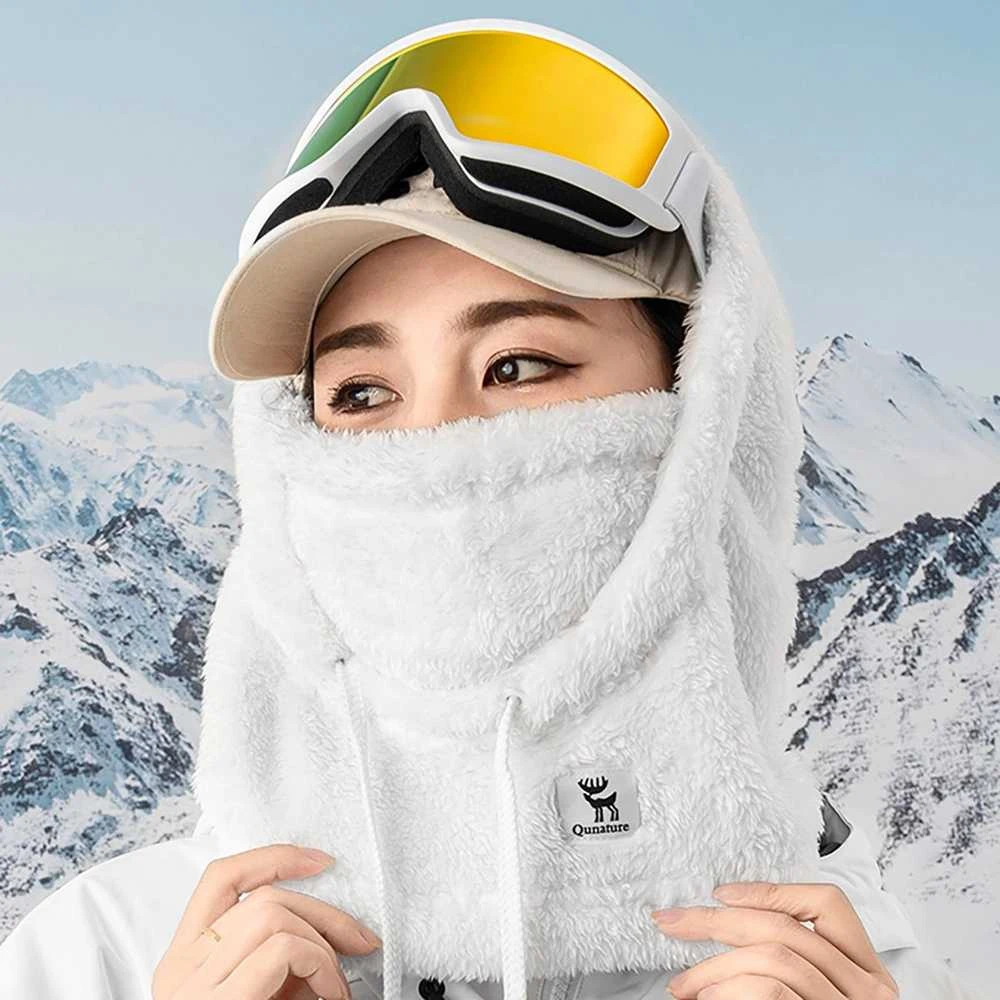 Qunature Arctic Velvet slidinėjimo balaklava, L dydis – baltos spalvos