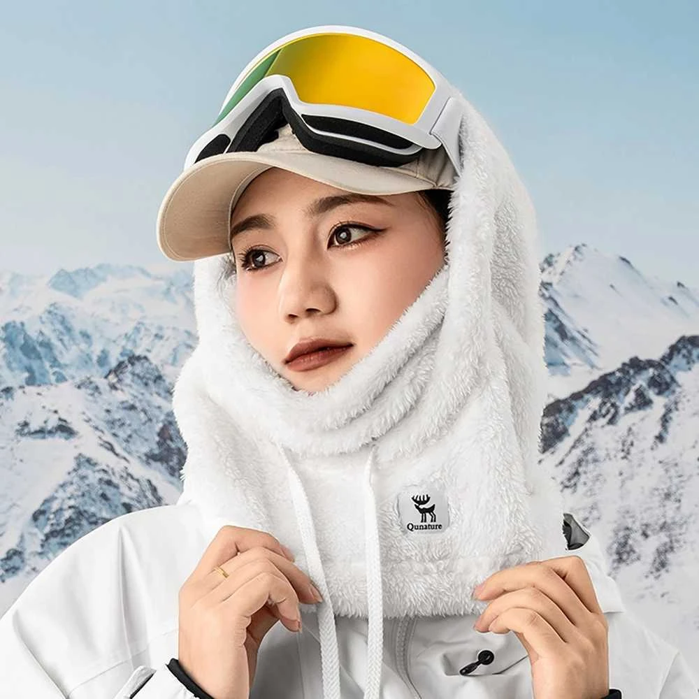 Qunature Arctic Velvet slidinėjimo balaklava, dydis M – balta