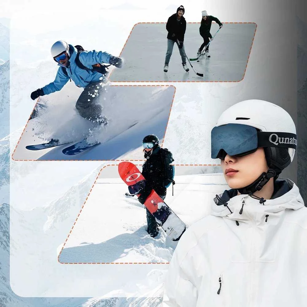 Qunature 10130003002 Slidinėjimo šalmas su ausinėmis snieglentei 54-58 cm - Baltas
