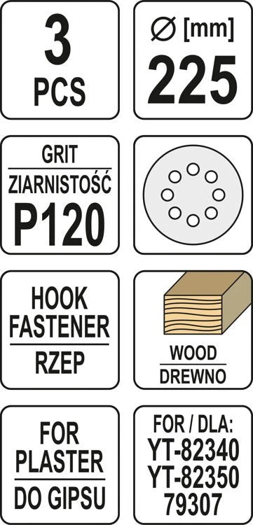 Yato ŠLIFAVIMO POPIERIUS GIPSKARTONIUI 225 MM P120 (YT-83474)