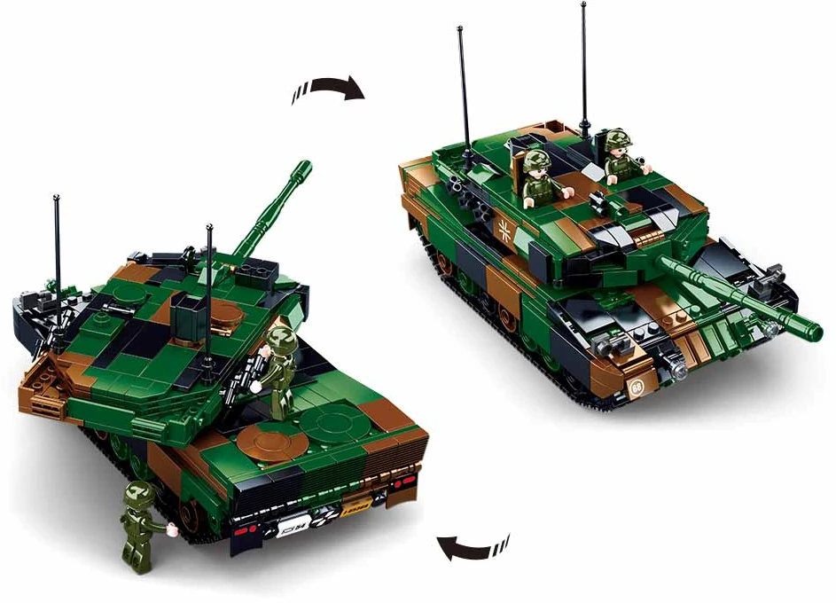 Sluban konstruktorius Leopard 2A5 pagrindinis tankas 2in1, 766 detalių, 6+