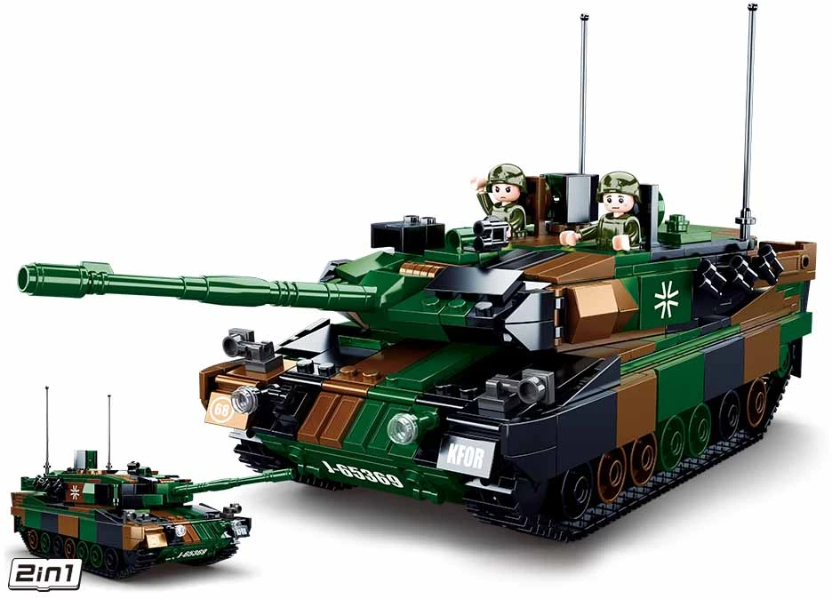 Sluban konstruktorius Leopard 2A5 pagrindinis tankas 2in1, 766 detalių, 6+