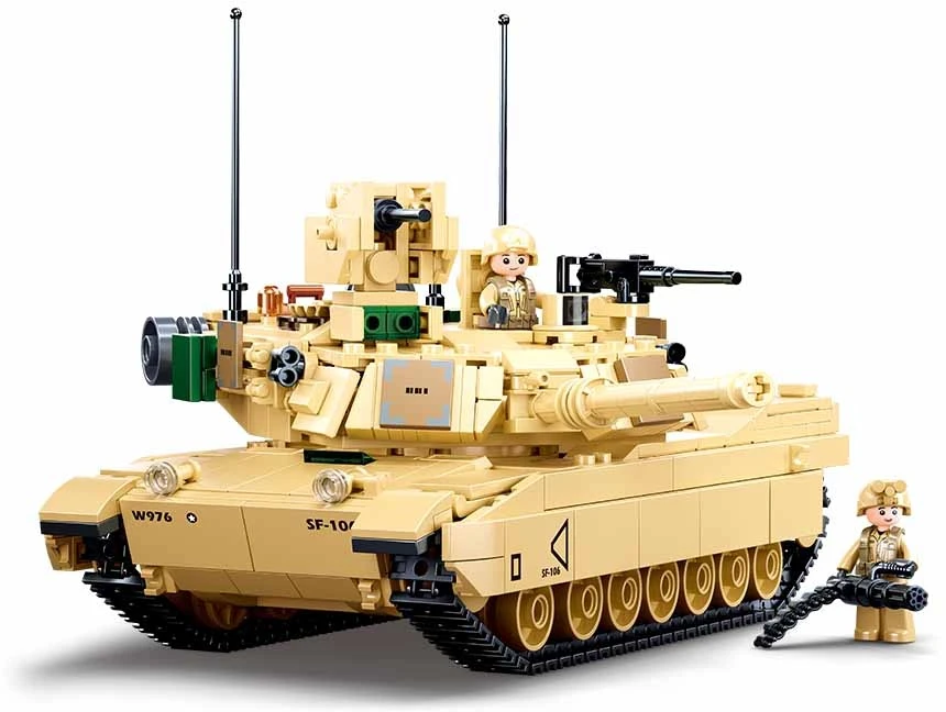 Sluban M1A2 SEP V2 Abrams kovinio tanko konstruktorius – 781 detalių, 29 cm, 6+