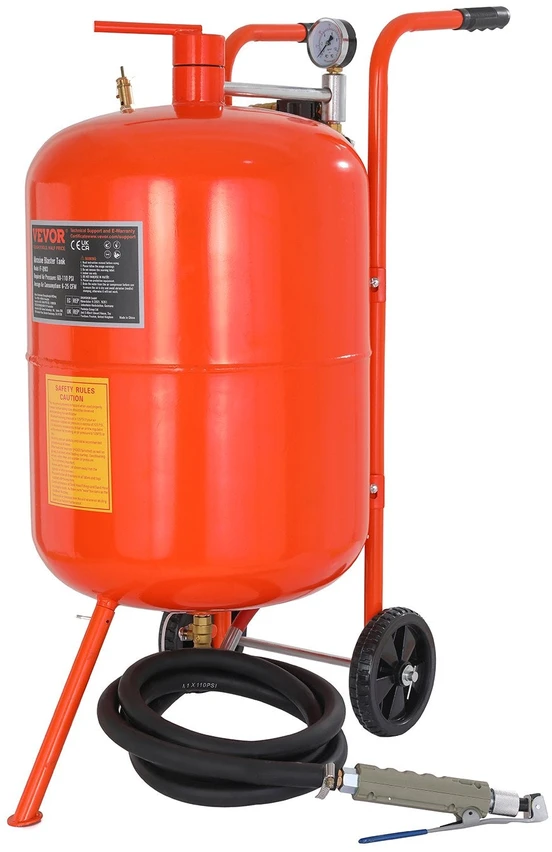 VEVOR 20 galonų smėliasrovė 60–110 PSI su 4 purkštukais