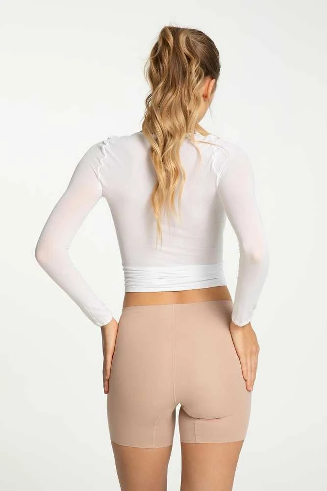 Smėlinės spalvos moteriškos bermudų kelnaitės Cotton Mood
