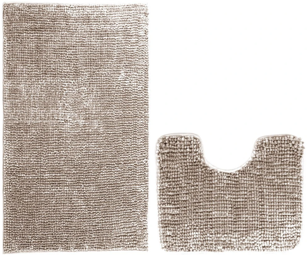 Smėlinės spalvos vonios kilimėlių komplektas 50×80 + 40×50