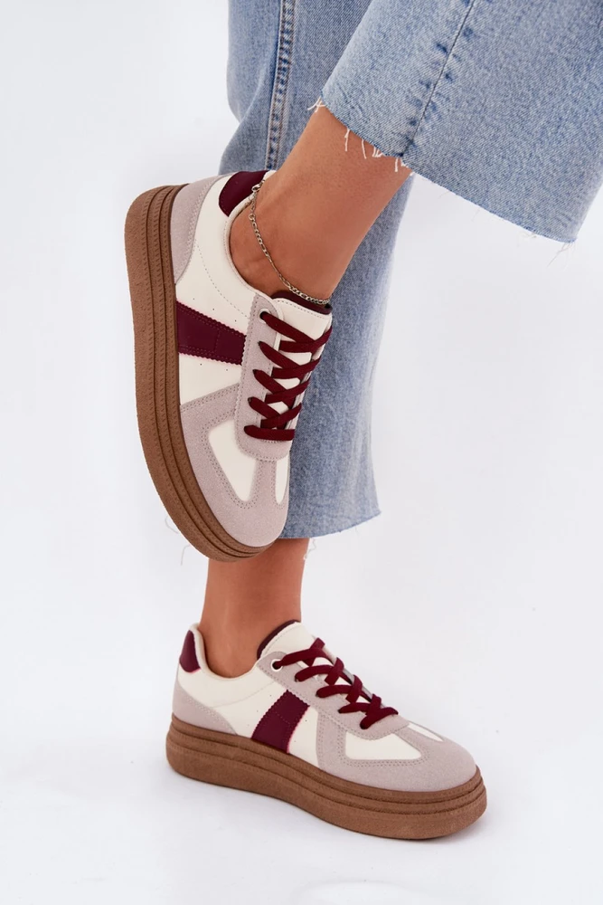 Smėlio ir bordo spalvos sportbačiai Step in style