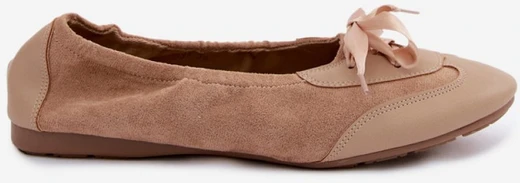 Smėlio spalvos balerinos su raišteliais Step in style