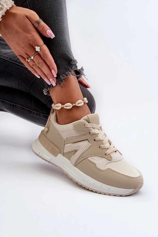 Smėlio spalvos Faux Leather Sneakers Vinelli