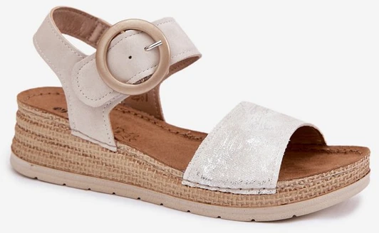 Smėlio spalvos moteriški sandalai su profiline odine vidpadė 36–41