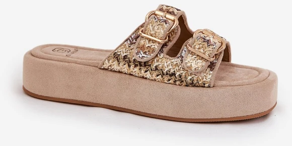 Smėlio spalvos platforminės basutės Step in style
