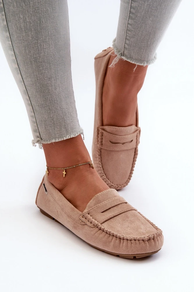 Smėlio spalvos zomšos imitacijos mokasinai Step in style