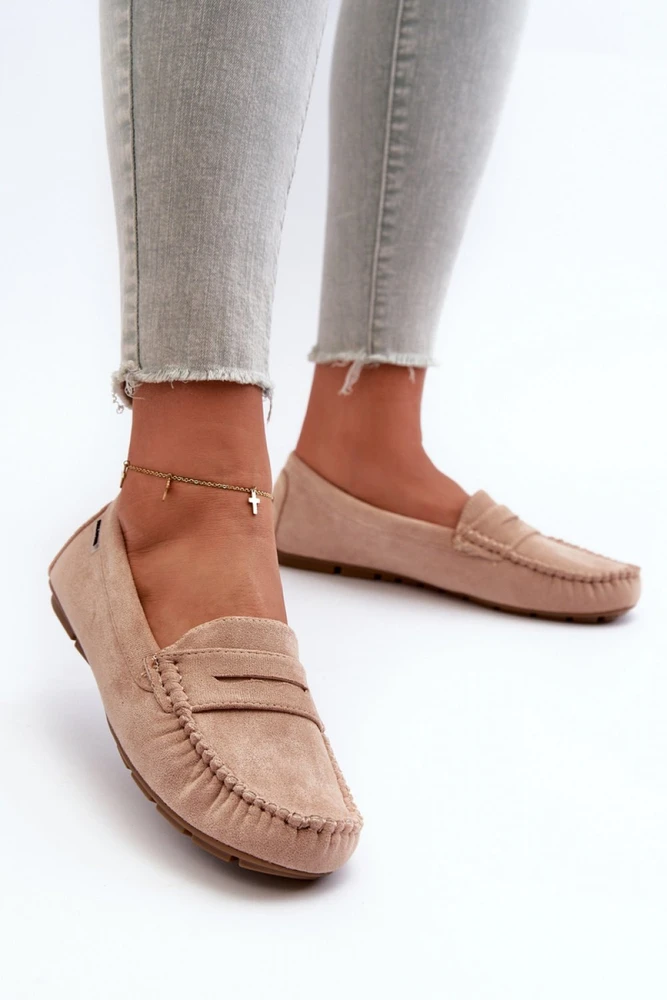 Smėlio spalvos zomšos imitacijos mokasinai Step in style