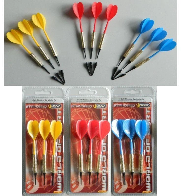 PLASTIKINĖS SMIGINIO STRĖLYTĖS DART 3VNT SAUGIOS GELTONOS BEST SPORTING 621186