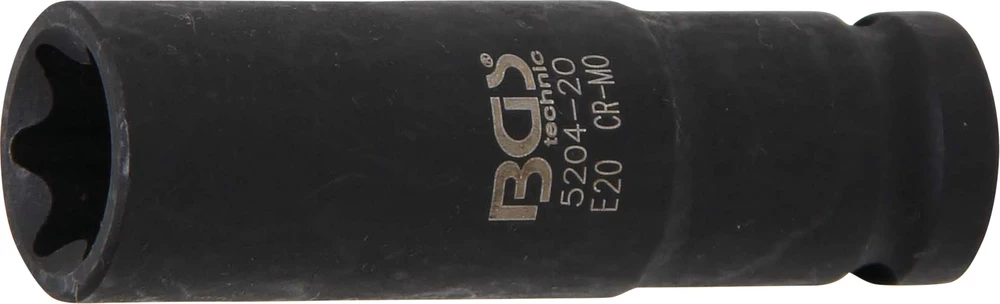 BGS SMŪGINĖ GALVUTĖ E TIPO, GILI | 12,5 MM (1/2") KVADRATINĖ JUNGTIS | E20 (5204-20)