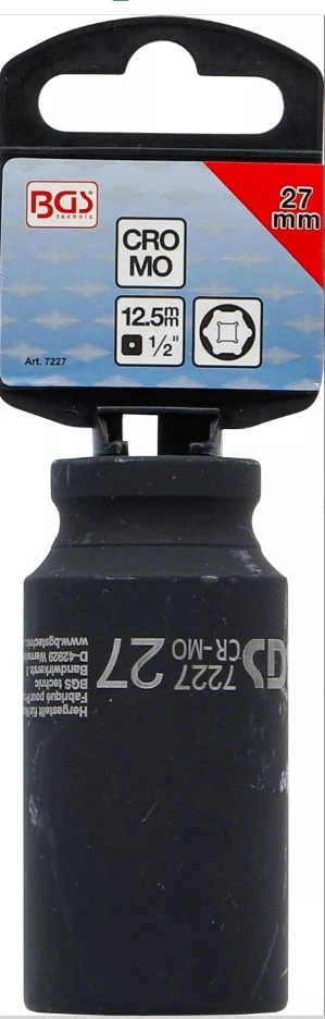 BGS SMŪGINĖ ŠEŠIAKAMPĖ ILGA GALVUTĖ | 12,5 MM (1/2") KVADRATAS | 27 MM (7227)