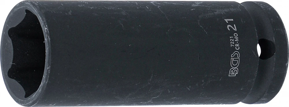 BGS Smūginė šešiakampė ilgoji galvutė | 12,5 mm (1/2″) jungtis | 21 mm (7221)