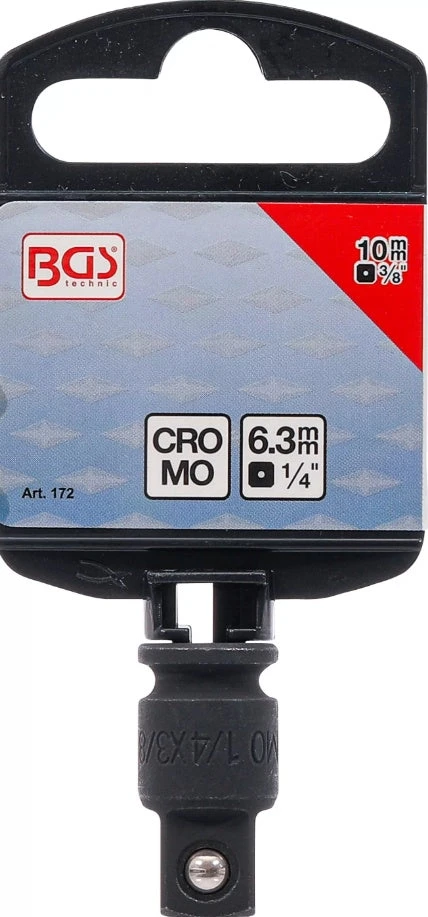 Grąžtas BGS Smūginio galvutės adapteris | vidinis kvadratas 6,3 mm (1/4") – išorinis kvadratas 10 mm (3/8") (172)