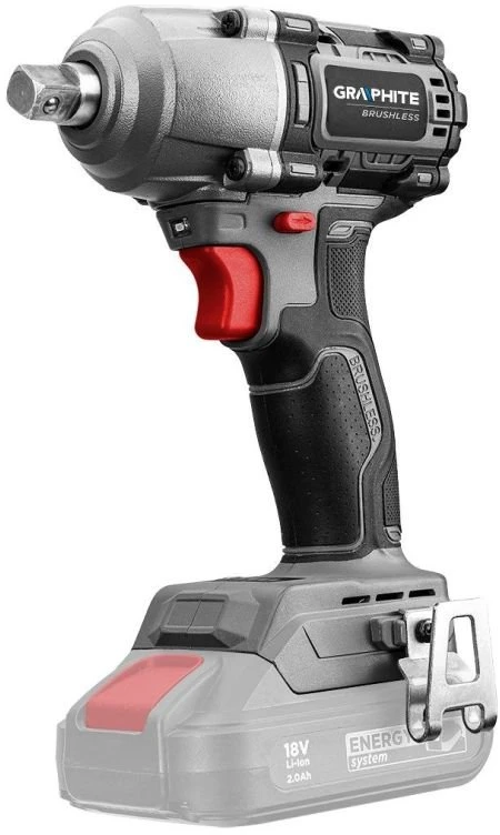 Graphite Klucz „Energy+“ 18 V bešepetėlinis smūginis veržliasukis, 450 Nm, be akumuliatoriaus