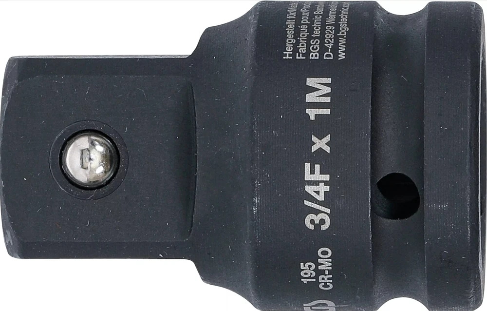 Grąžtas BGS Smūginis galvutės adapteris | vidinis kvadratas 20 mm (3/4") – išorinis kvadratas 25 mm (1") (195)