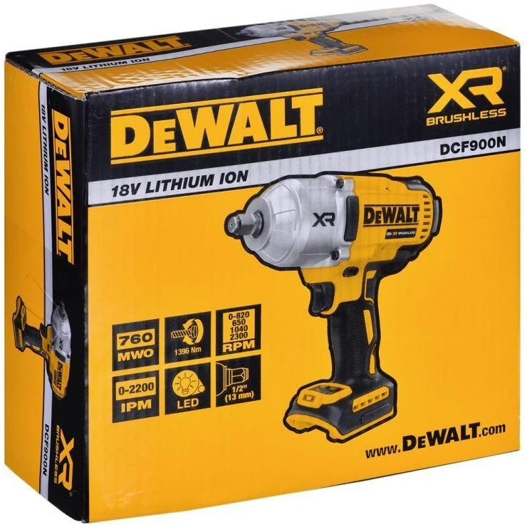 DeWalt smūginis veržliasukis DCF900N 1/2 ", 1355Nm, 18V Li-lon, be akumuliatoriaus ir kroviklio