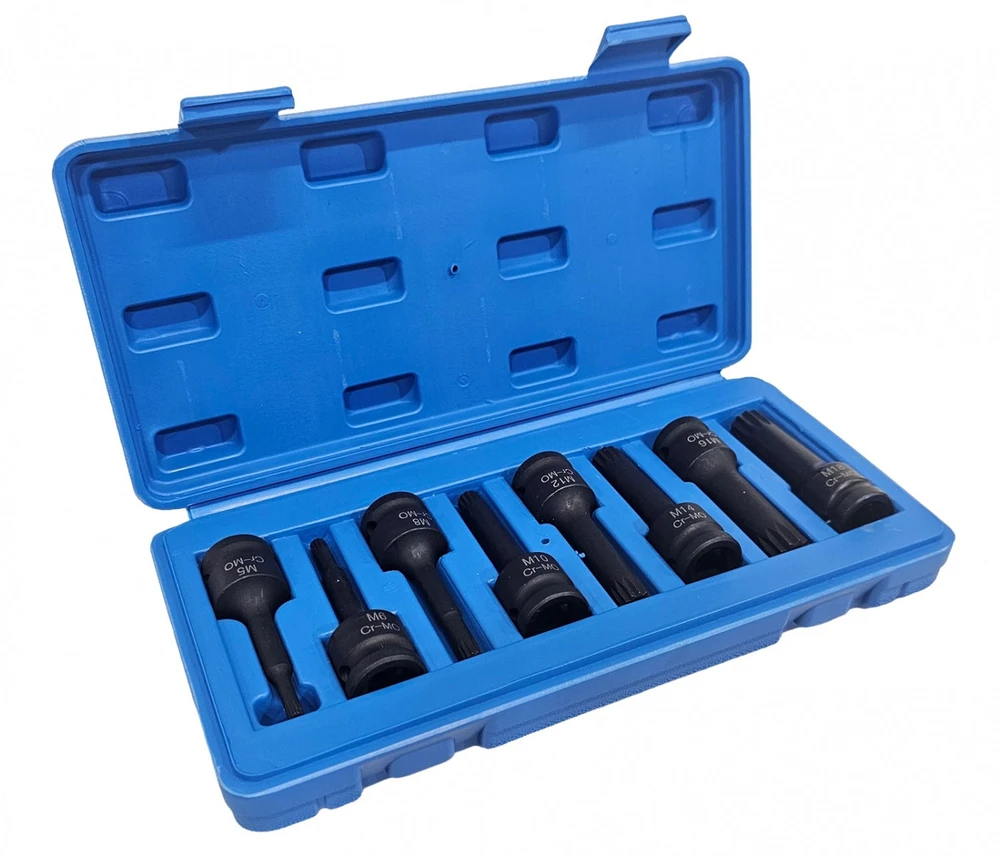 SMŪGINIŲ ANTGALIŲ RINKINYS | 12,5 MM (1/2") | SPLINE (XZN) M5–M18 | 9 VNT. (S1102)